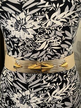 Vintage Judith Leiber snakeskin Cream Leather Art Deco style adjustable belt
